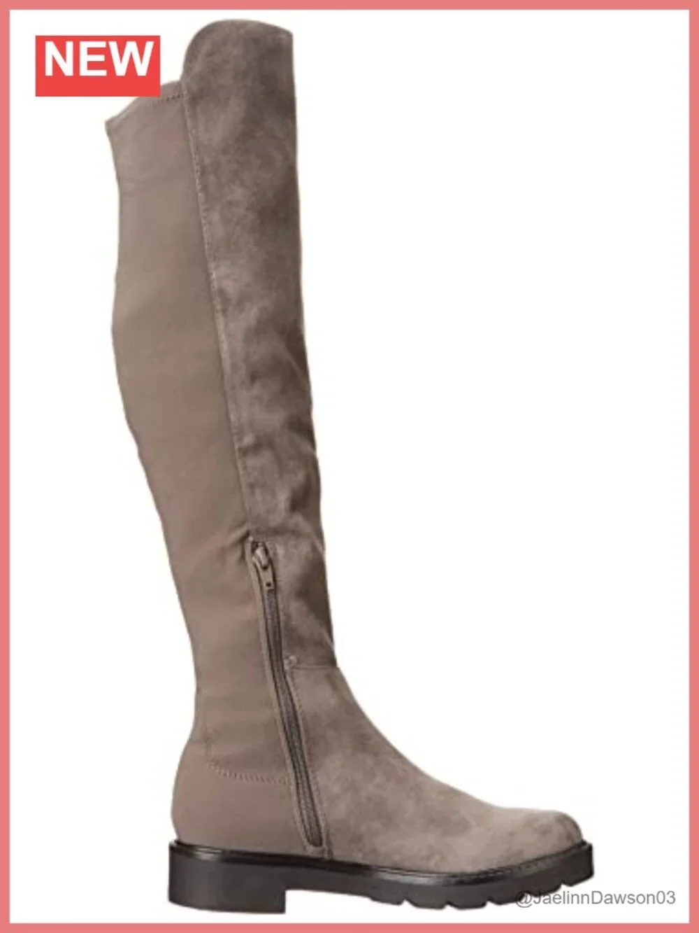 Nine West Tread2 Over-the-Knee Suede Boot Round Toe Block Heel Zip